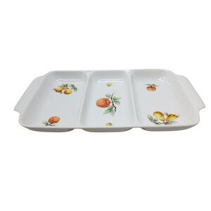 Vintage Andrea by Sadek Oven to Table cookware 8190 Ceramic Orchard Themed Divid